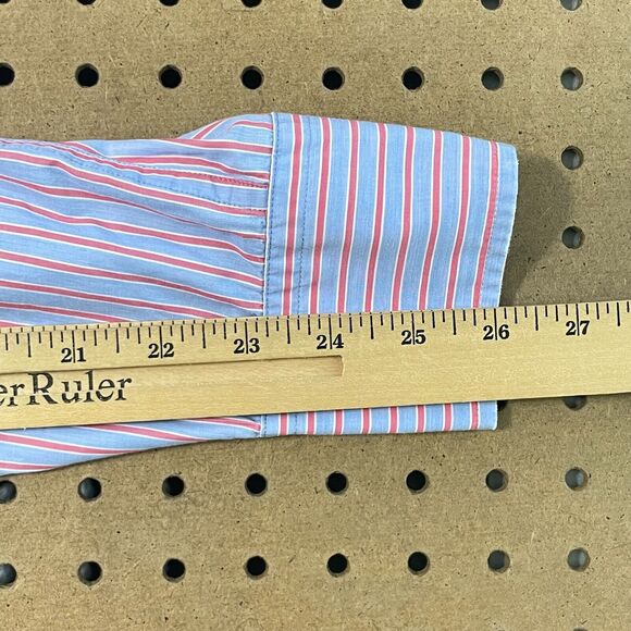 Peter Millar Seaside Collection LS Button Up Shirt Stripes Blue & Pink XL Men - Picture 8 of 8
